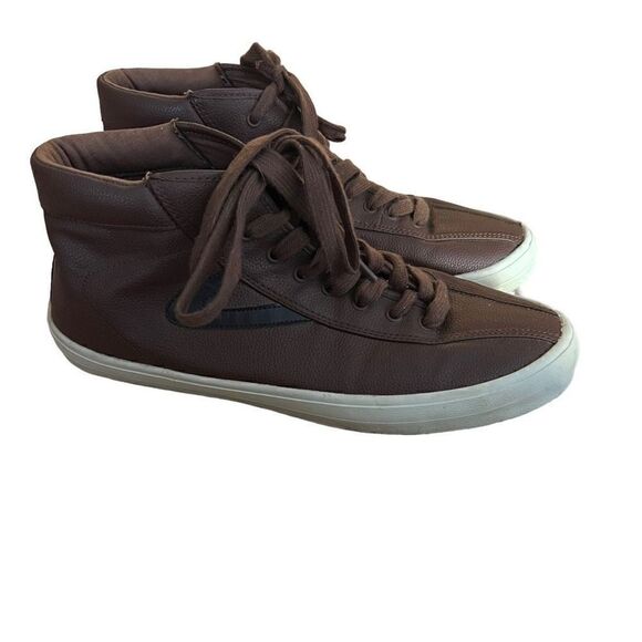 Tretorn Men's High Top Lace up Eco Ortholite Sneakers Brown Size 10 - Picture 1 of 7